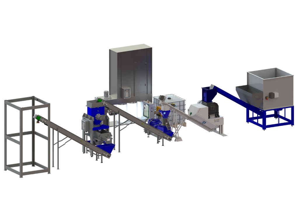 Planta media SC reacondicionada con peletizadora PLT800, producción de 350 kg/h, ideal para pélets de madera y otros materiales