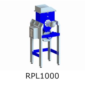 Enfriador industrial modelo RPL1000 para plantas de peletización, compacto y eficiente, con capacidad de 0,20 m³ y diseño optimizado para sistemas de aspiración.