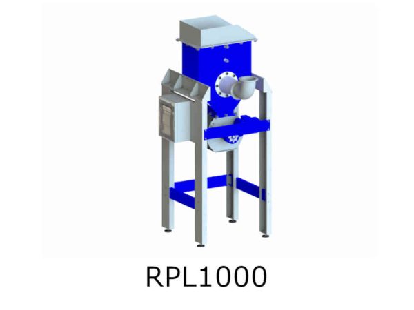 Enfriador industrial modelo RPL1000 para plantas de peletización, compacto y eficiente, con capacidad de 0,20 m³ y diseño optimizado para sistemas de aspiración.