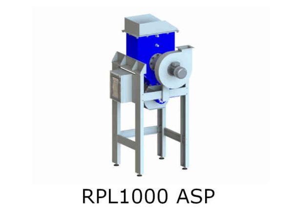 Enfriador modelo RPL1000 ASP con sistema de aspiración integrado, capacidad de 0,20 m³, ideal para optimizar el proceso de peletización.